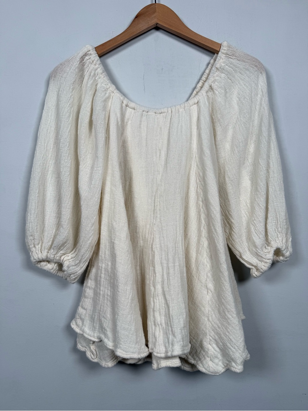 Free People We The Free All About The Bubble Blouse Ivory  Size S 100% Cotton